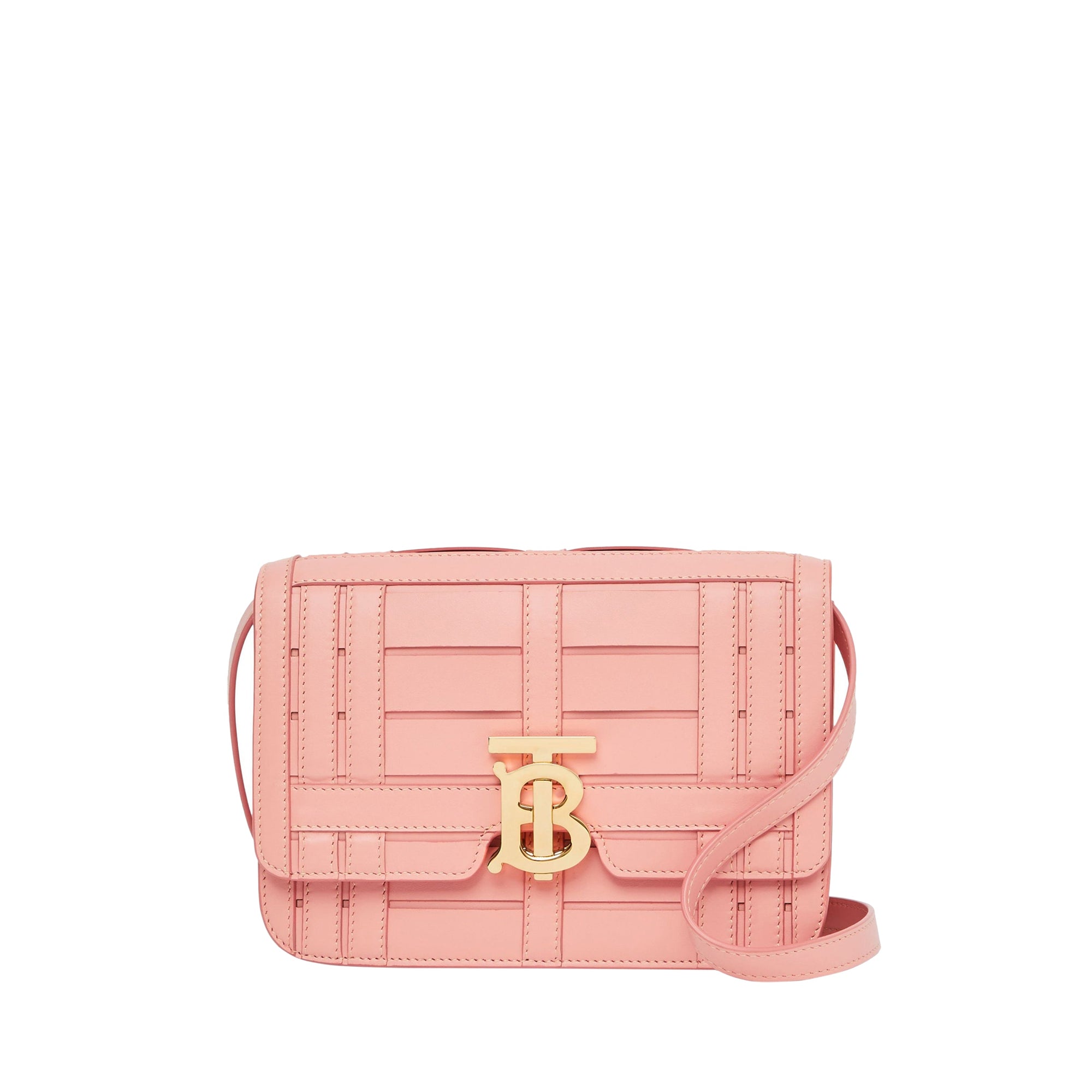Petit sac TB en cuir tissé - Rose Blush