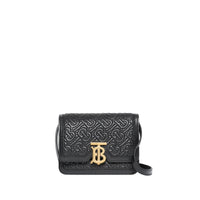 Mini sac TB en cuir d'agneau Monogram matelassé - Noir