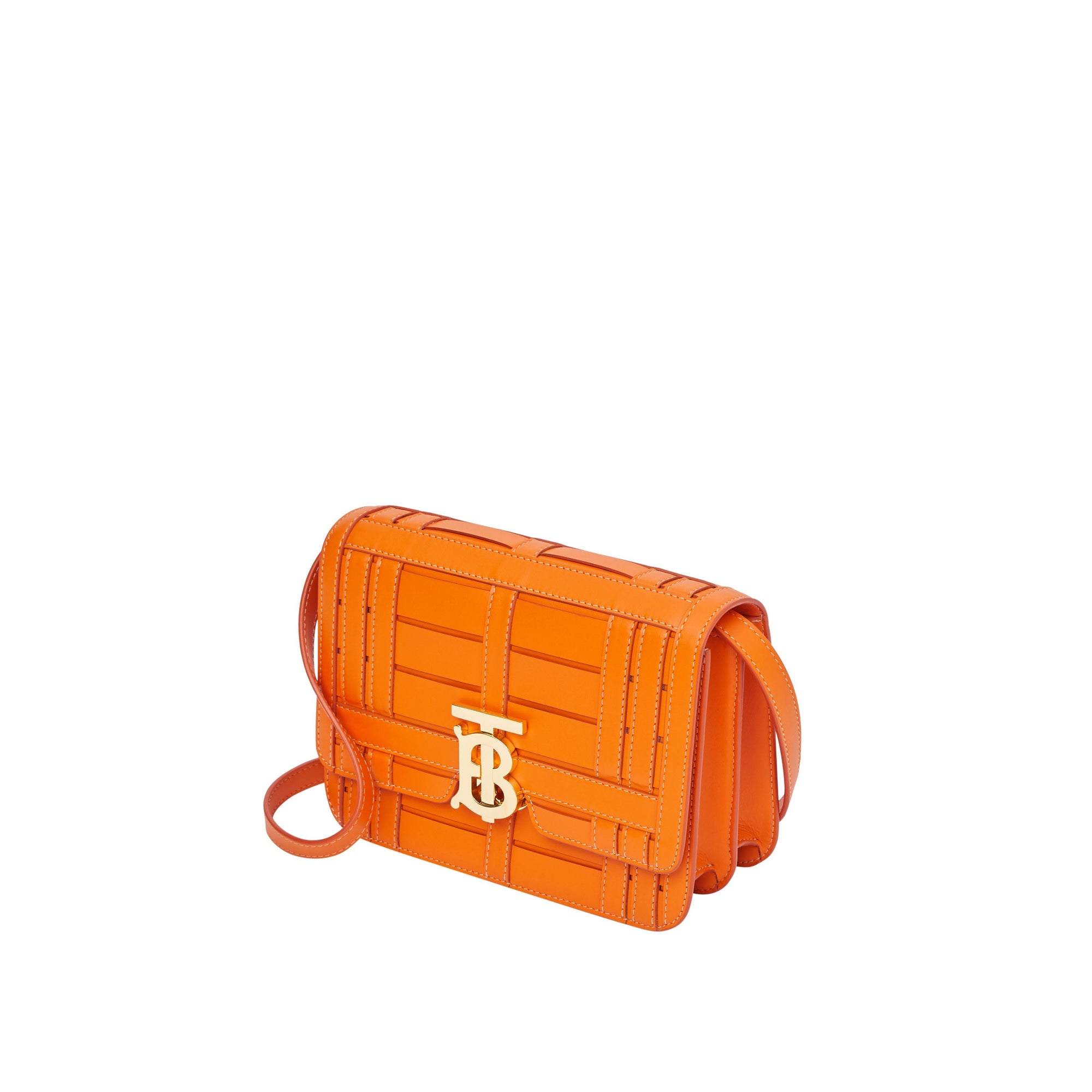 Petit sac TB en cuir tissé - Orange