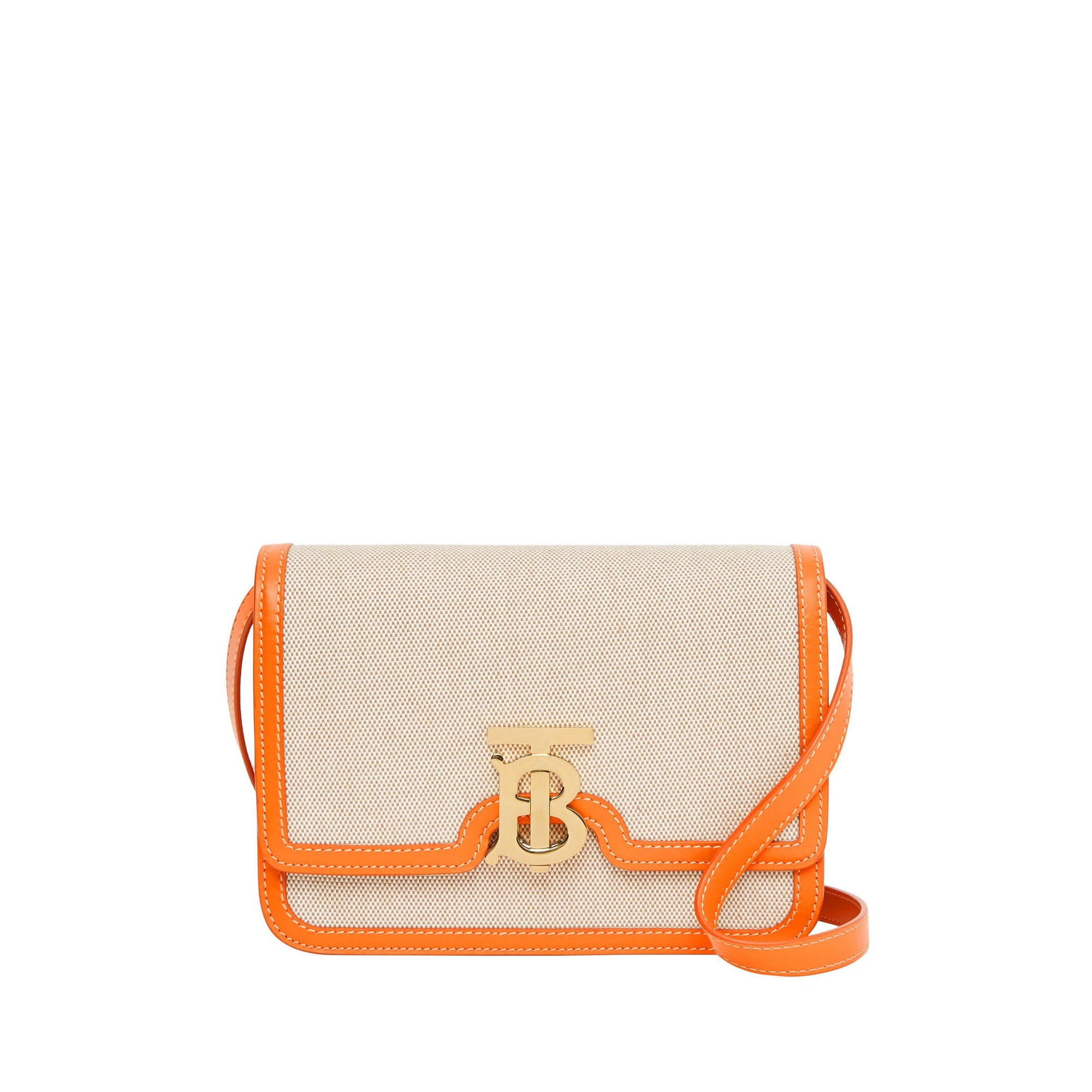 Petit sac TB en toile et cuir bicolore - Orange