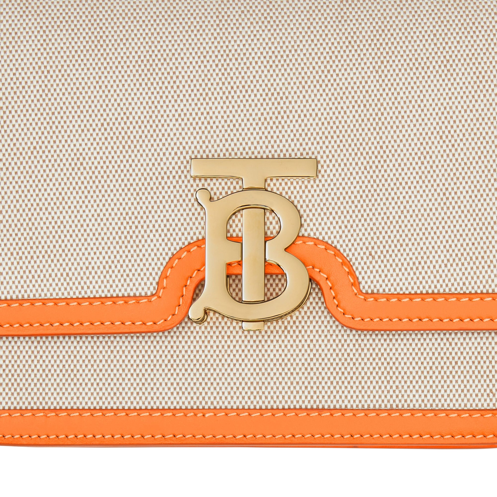 Petit sac TB en toile et cuir bicolore - Orange