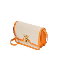 Petit sac TB en toile et cuir bicolore - Orange