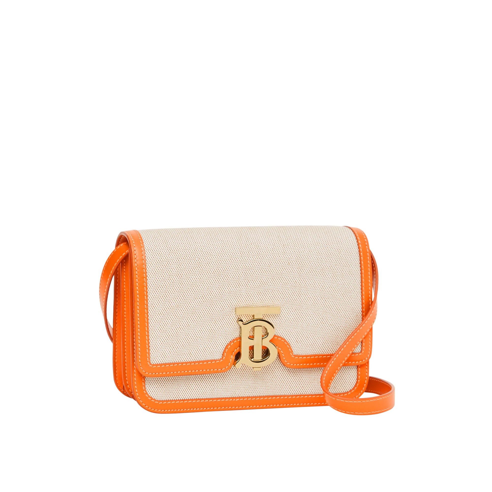 Petit sac TB en toile et cuir bicolore - Orange