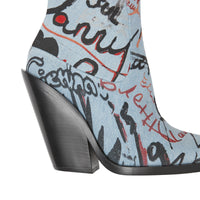 MULTICOLOUR Bottines à talon bottier en denim à imprimé graffiti