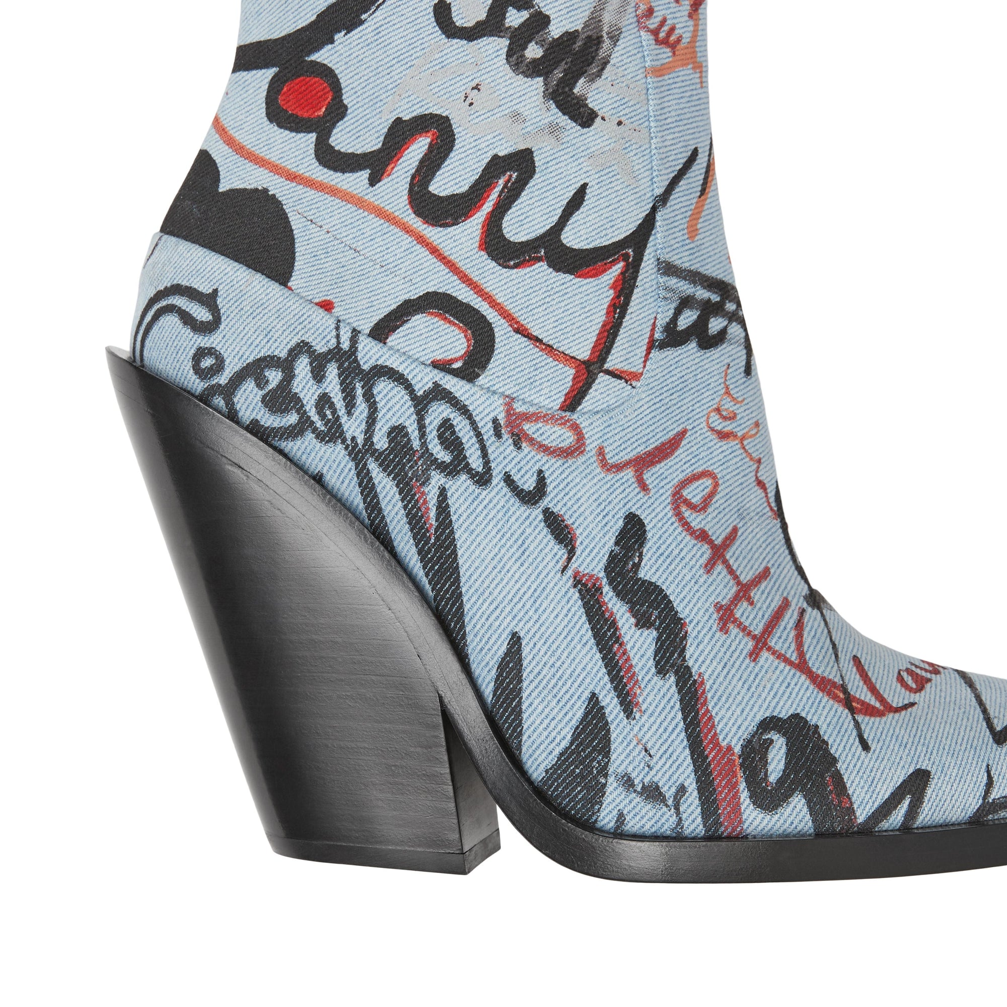 MULTICOLOUR Bottines à talon bottier en denim à imprimé graffiti