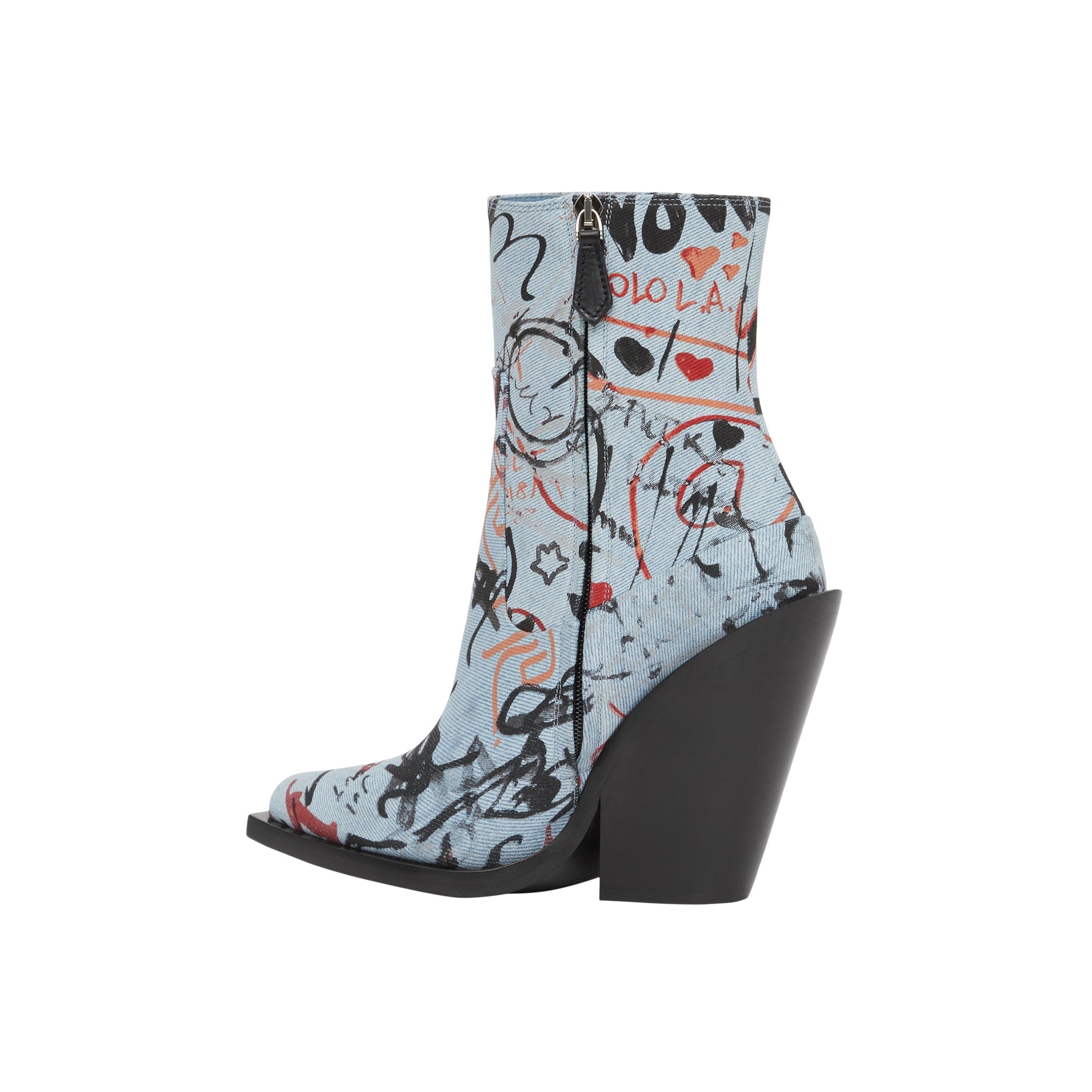 MULTICOLOUR Bottines à talon bottier en denim à imprimé graffiti