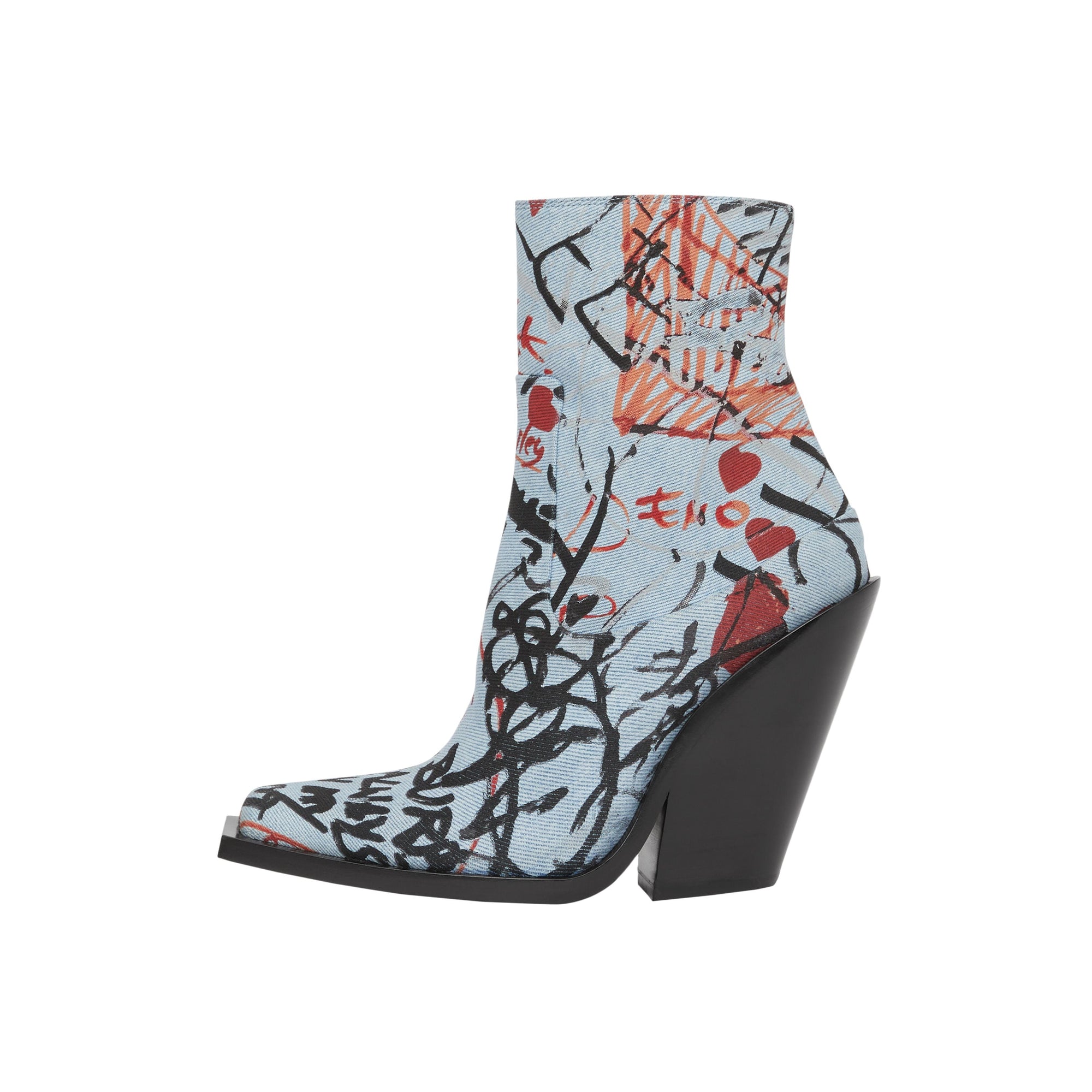 MULTICOLOUR Bottines à talon bottier en denim à imprimé graffiti