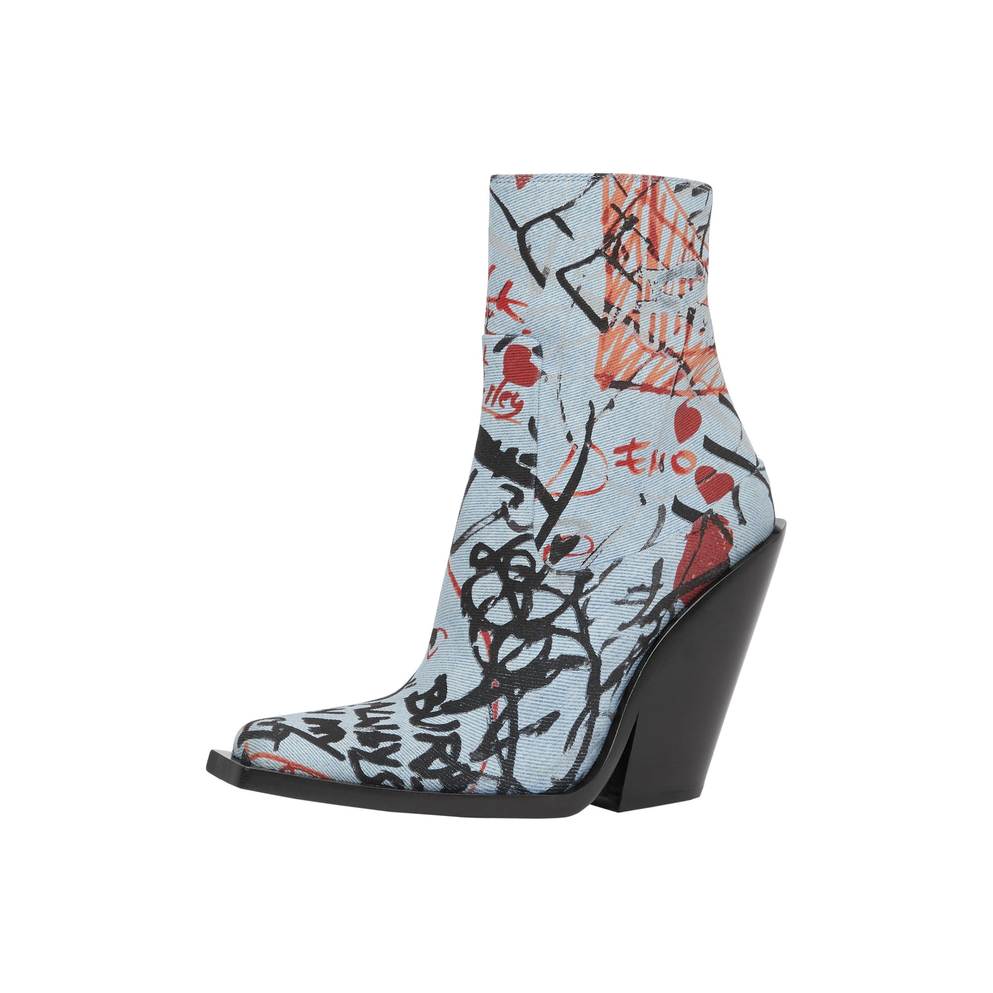 MULTICOLOUR Bottines à talon bottier en denim à imprimé graffiti
