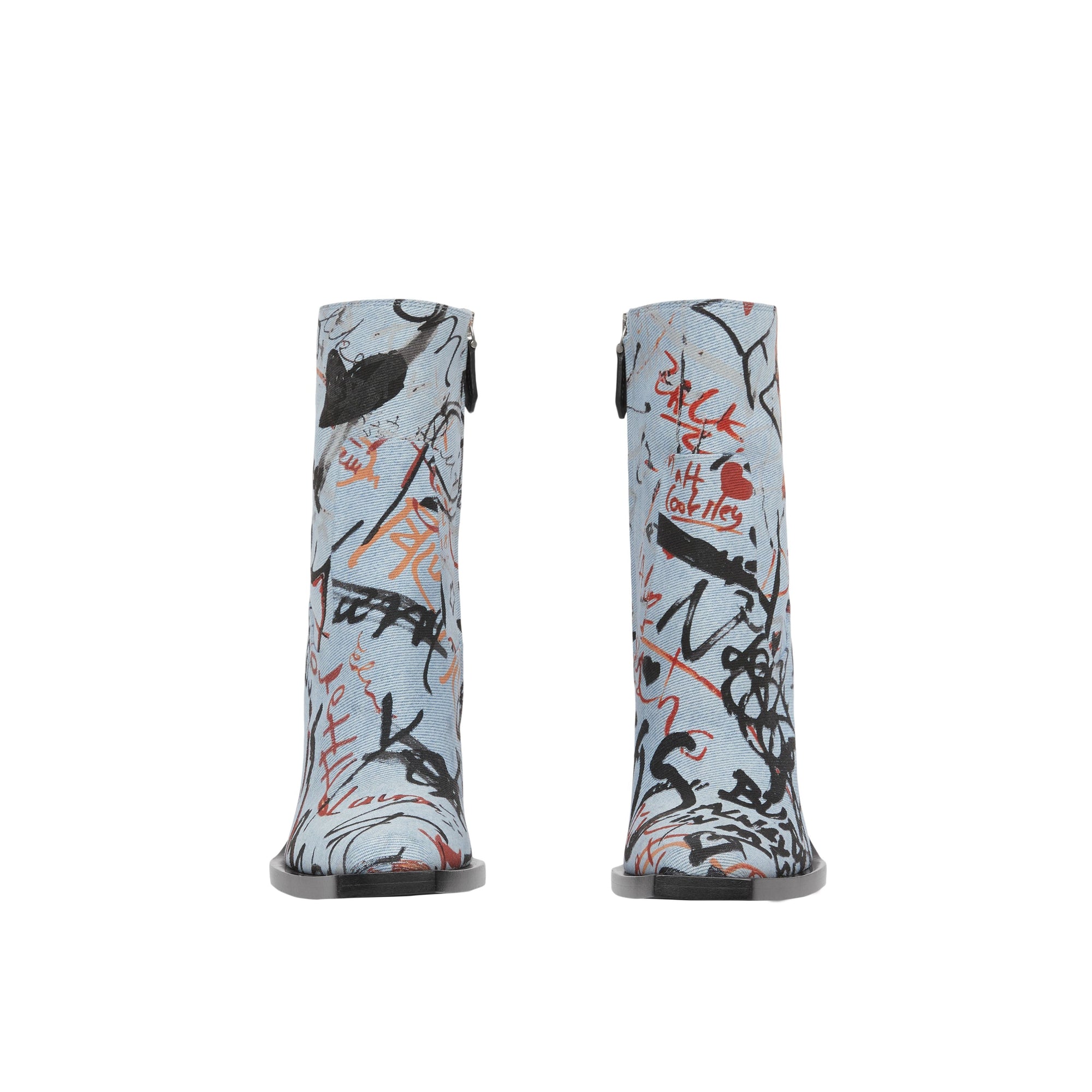 MULTICOLOUR Bottines à talon bottier en denim à imprimé graffiti