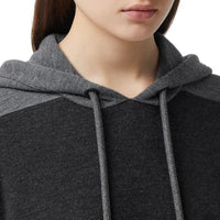 CHARCOAL MELANGE Hoodie en maille de laine mérinos mélangée bicolore