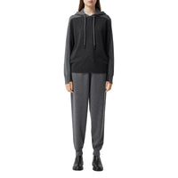 CHARCOAL MELANGE Hoodie en maille de laine mérinos mélangée bicolore