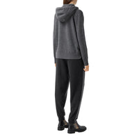 CHARCOAL MELANGE Hoodie en maille de laine mérinos mélangée bicolore