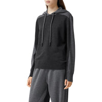 CHARCOAL MELANGE Hoodie en maille de laine mérinos mélangée bicolore