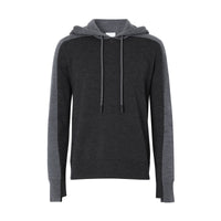 CHARCOAL MELANGE Hoodie en maille de laine mérinos mélangée bicolore