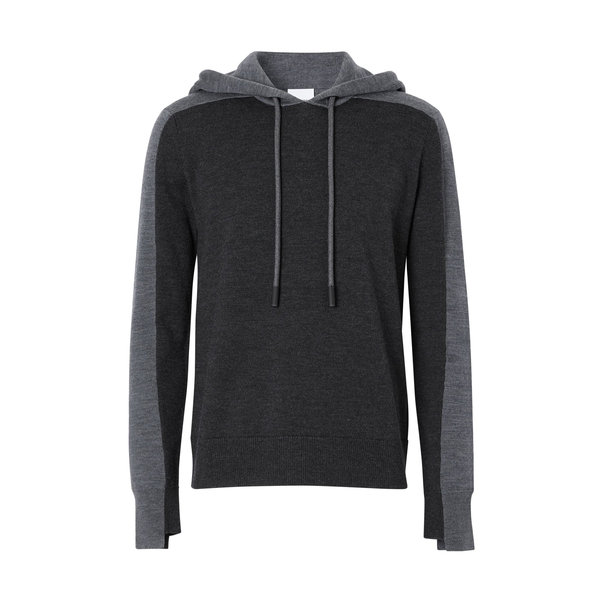 CHARCOAL MELANGE Hoodie en maille de laine mérinos mélangée bicolore