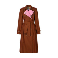 CHESTNUT BROWN Trench en gabardine de coton color-block
