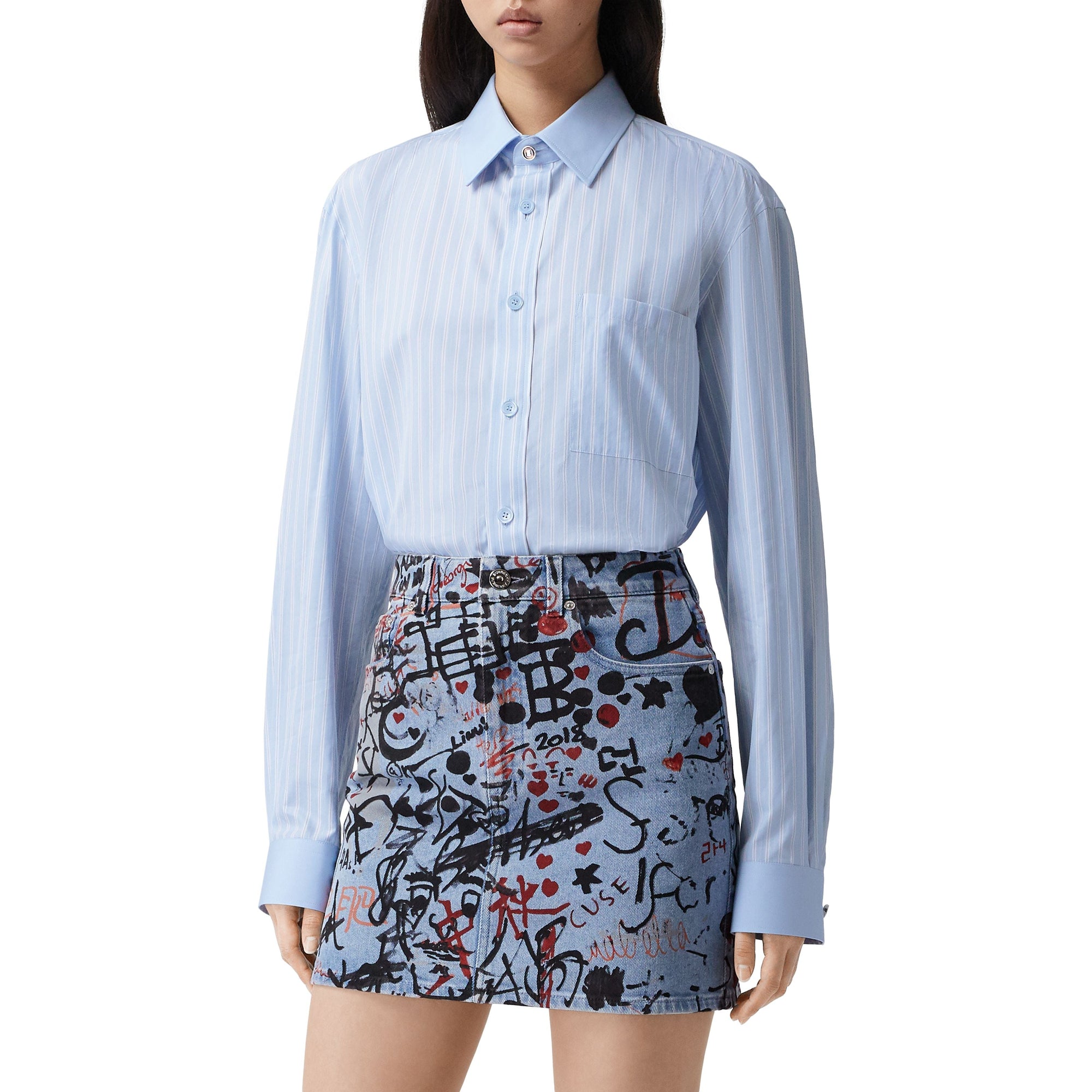 PALE BLUE IP S Chemise oversize en coton rayée