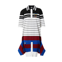 BLACK Robe polo déstructurée en laine mérinos rayée