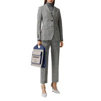 Sac Pocket moyen en toile et cuir bicolore - Bleu Marine Encre