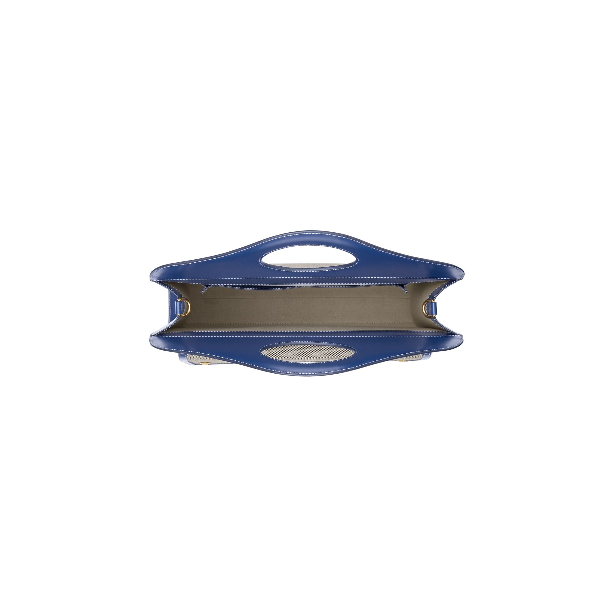 Sac Pocket moyen en toile et cuir bicolore - Bleu Marine Encre