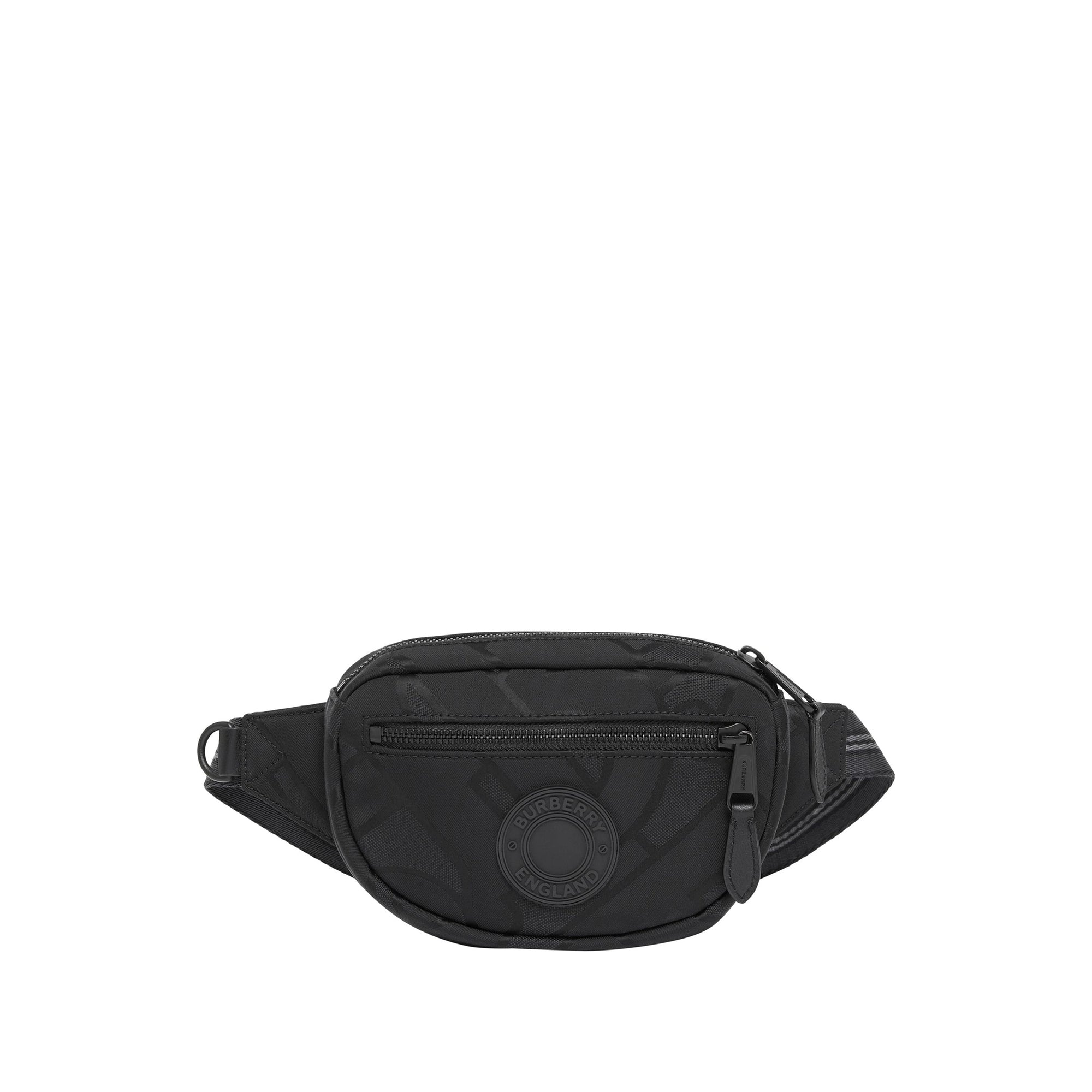 Petit sac banane cannon en polyester recyclé monogram - Noir