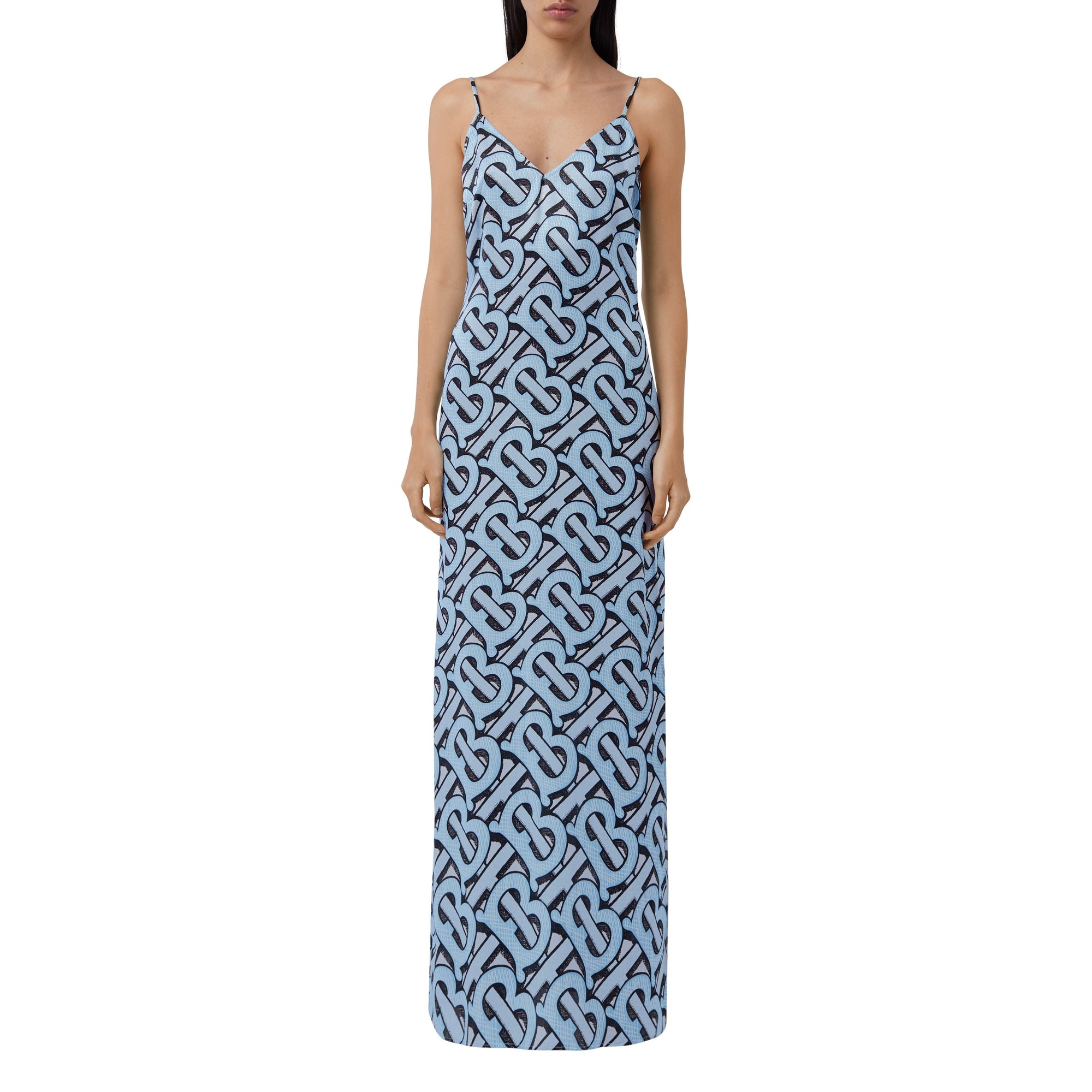 PALE AZURE IP PT Robe combinaison en satin de soie Monogram