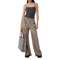 DARK BEIGE IP PTTN Pantalon ample en sergé de soie Monogram
