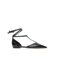 BLACK Ballerines à bout pointu en peau de serpent et cuir