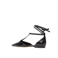 BLACK Ballerines à bout pointu en peau de serpent et cuir