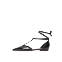 BLACK Ballerines à bout pointu en peau de serpent et cuir