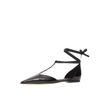 BLACK Ballerines à bout pointu en peau de serpent et cuir