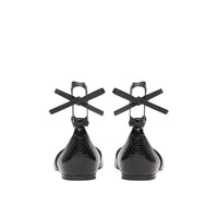 BLACK Ballerines à bout pointu en peau de serpent et cuir