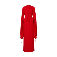 BRIGHT RED Robe ultralongue à manches repliables en soie