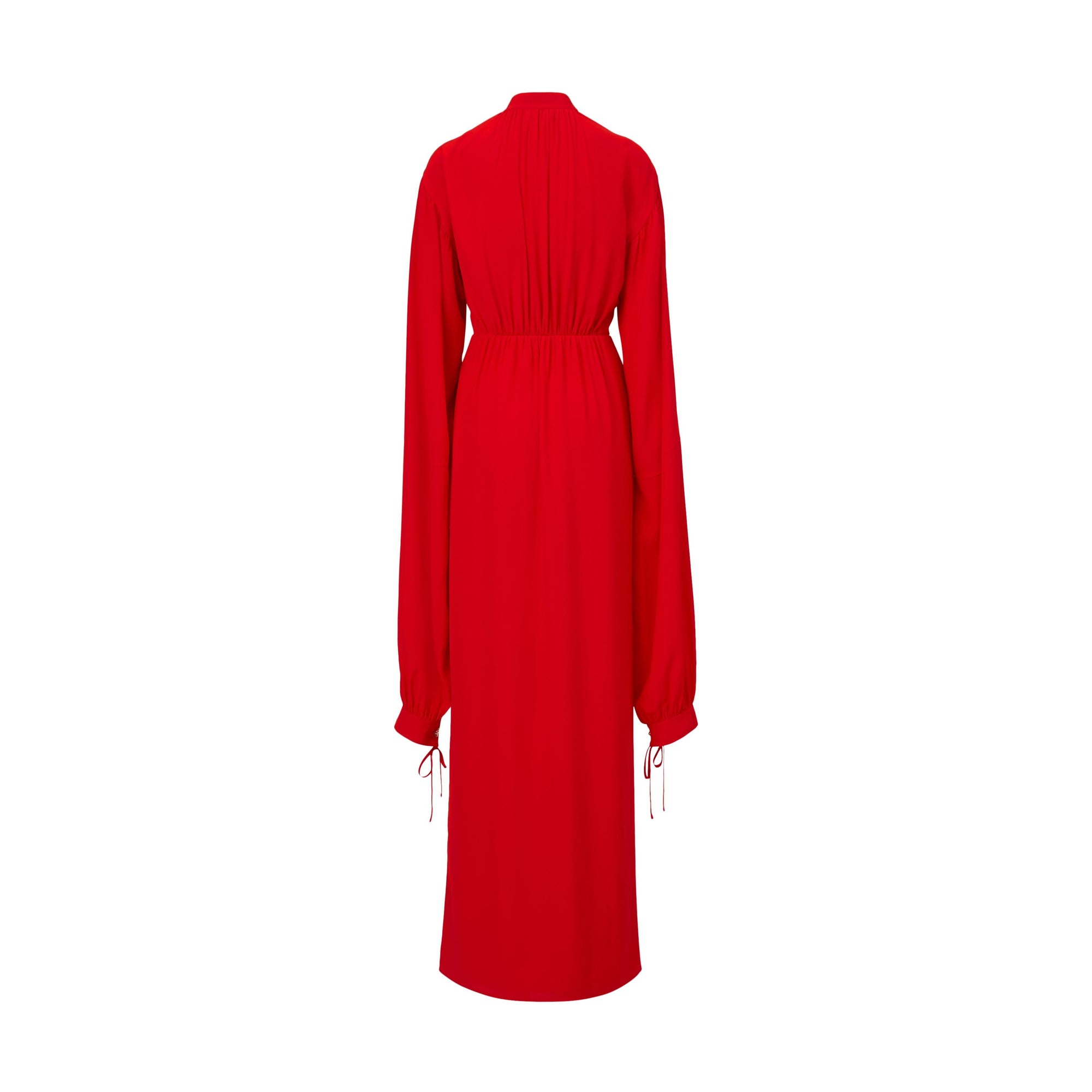 BRIGHT RED Robe ultralongue à manches repliables en soie