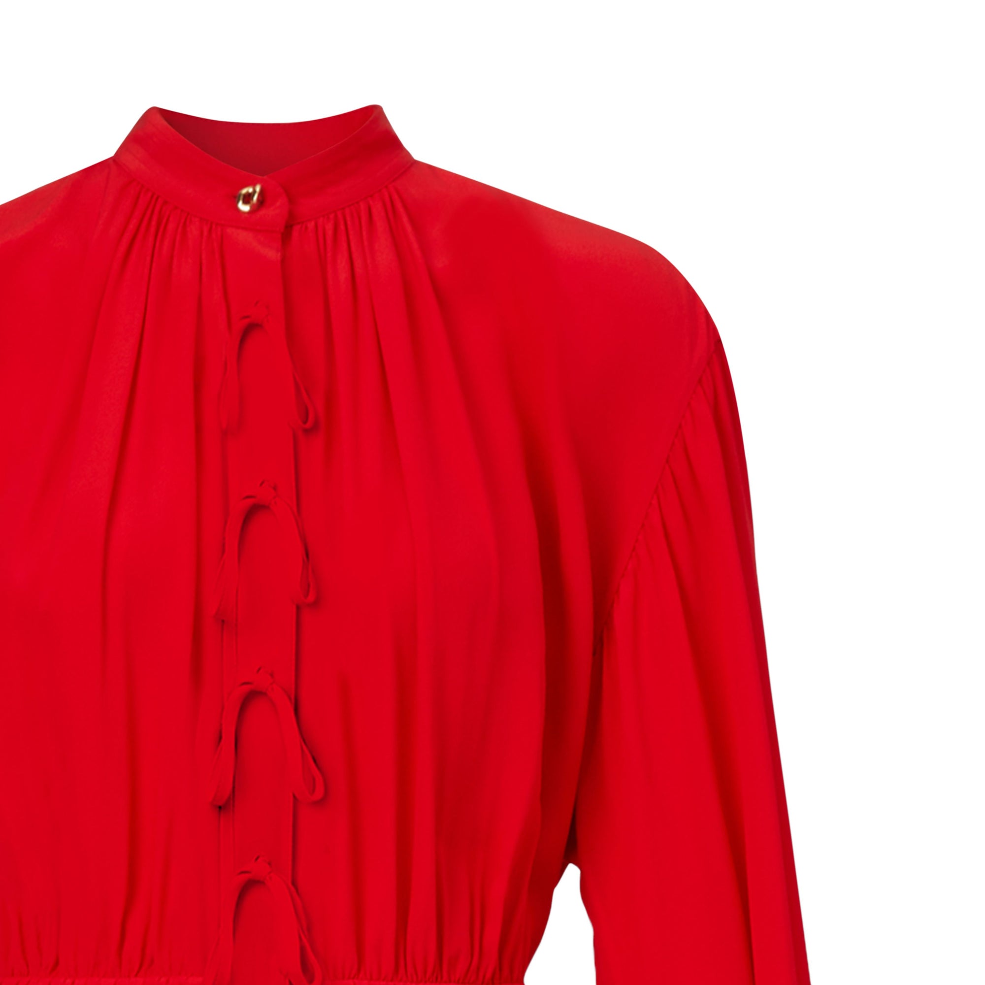 BRIGHT RED Robe ultralongue à manches repliables en soie