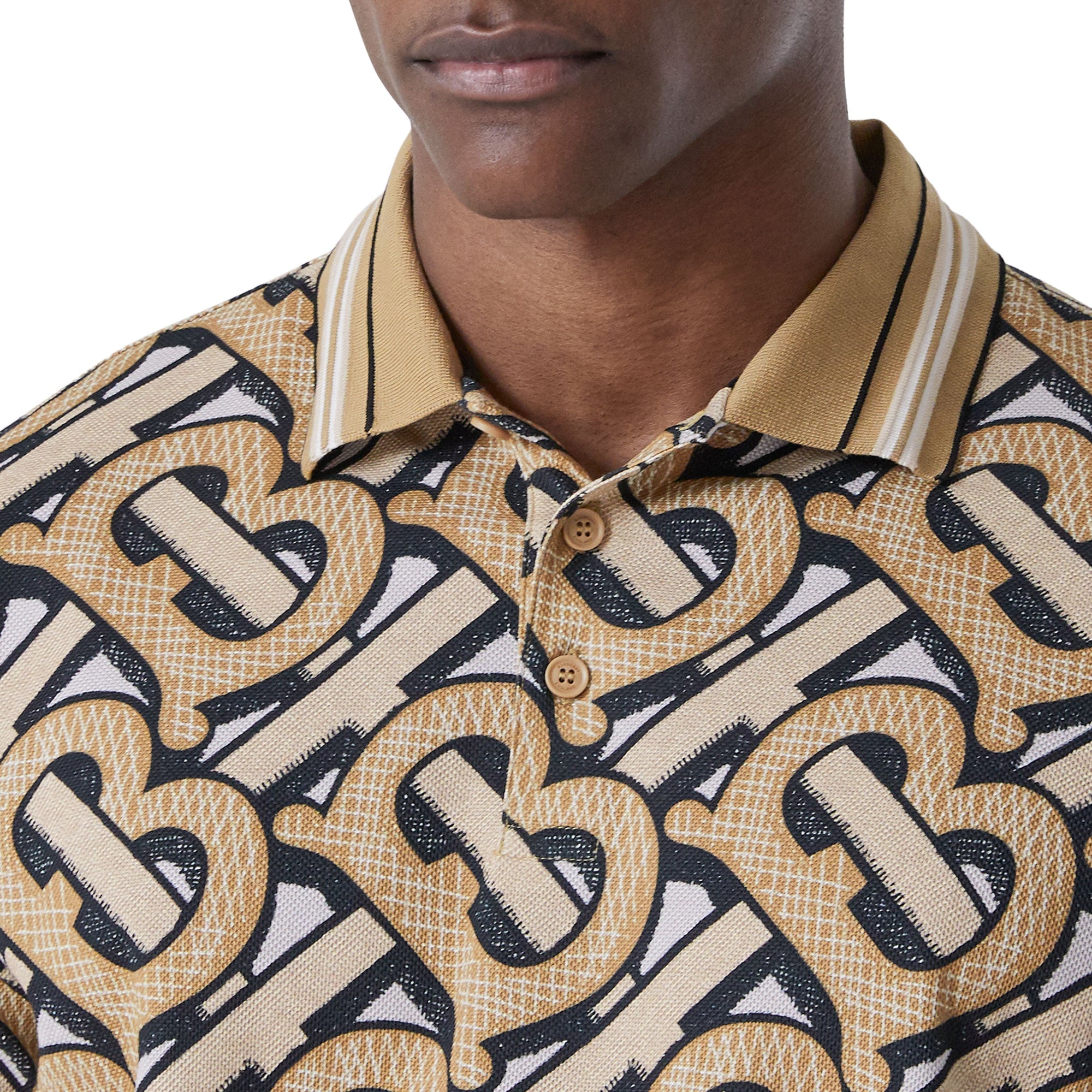DARK BEIGE IP PTTN Polo en piqué de coton Monogram unisexe