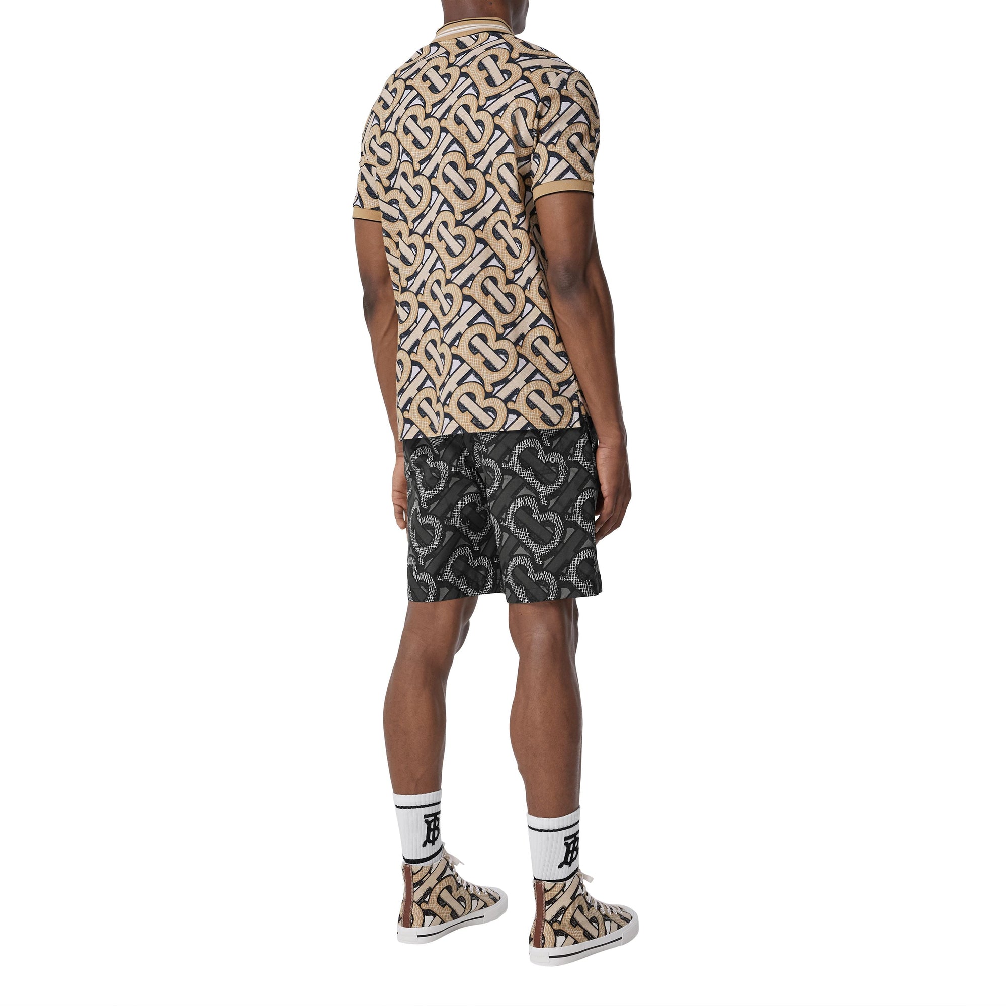 DARK BEIGE IP PTTN Polo en piqué de coton Monogram unisexe