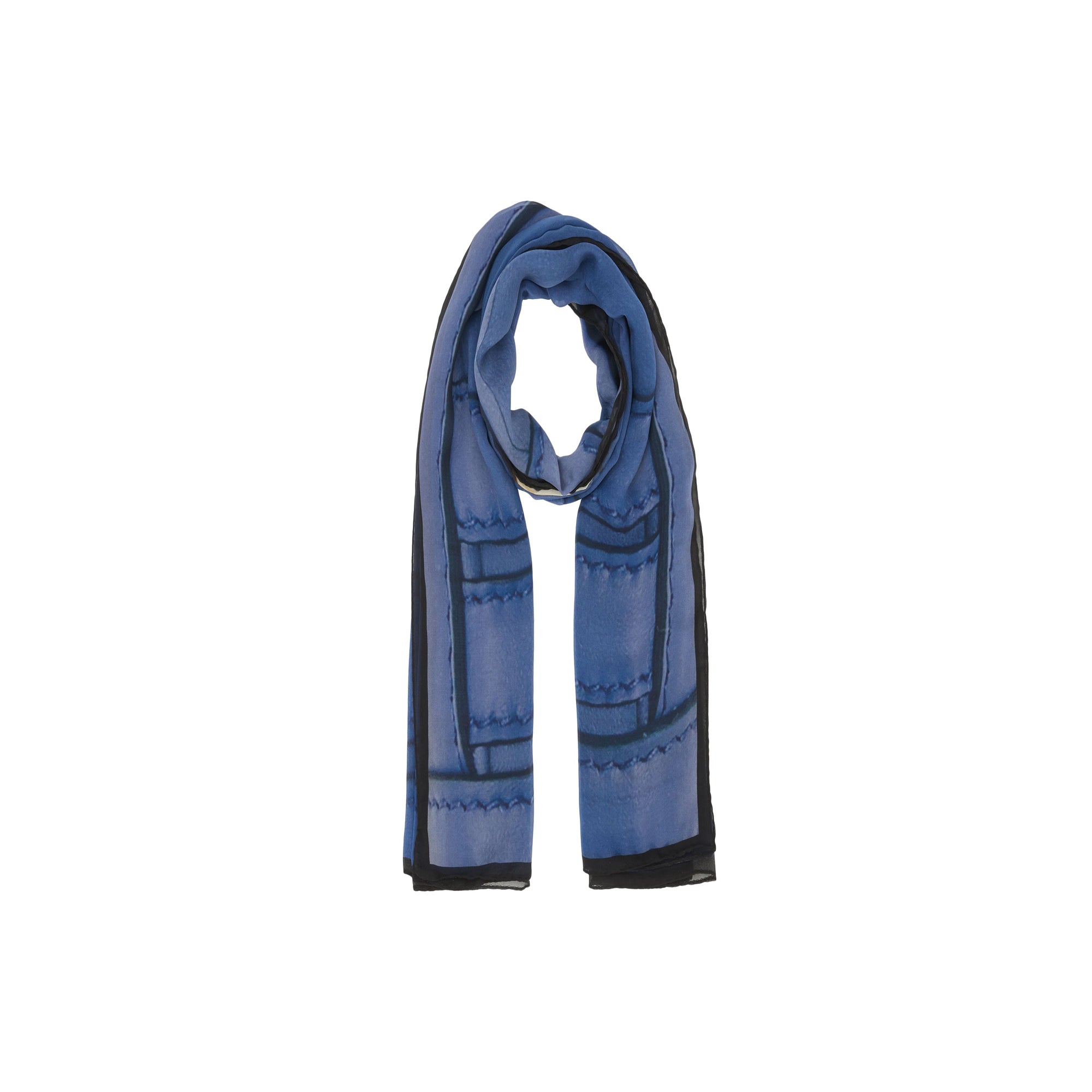 Foulard en mousseline de soie à imprimé sac TB - Bleu Encre