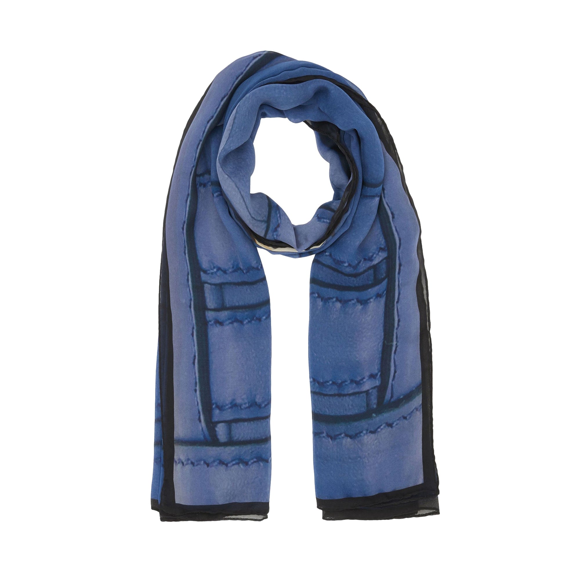 Foulard en mousseline de soie à imprimé sac tb - Bleu encre
