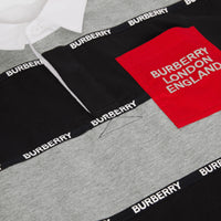 GREY MELANGE Polo à manches longues en coton rayé avec bandes à logo