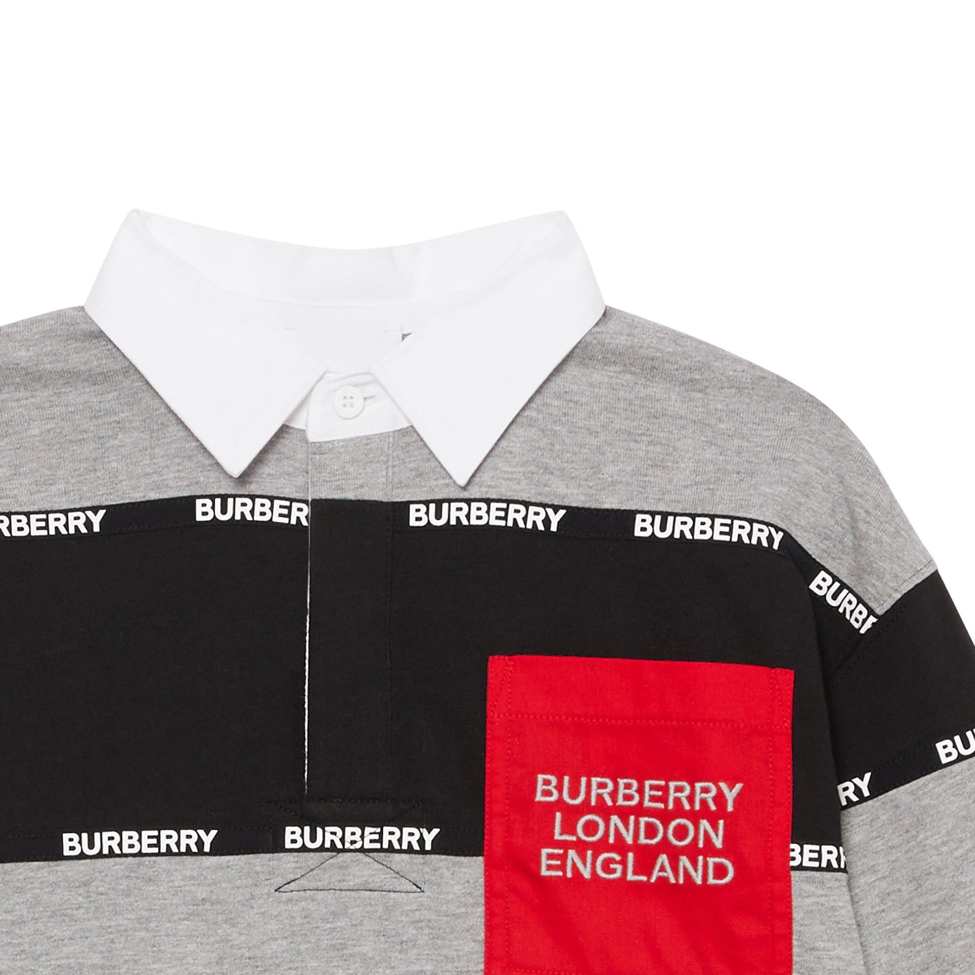 GREY MELANGE Polo à manches longues en coton rayé avec bandes à logo