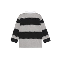 GREY MELANGE Polo à manches longues en coton rayé avec bandes à logo
