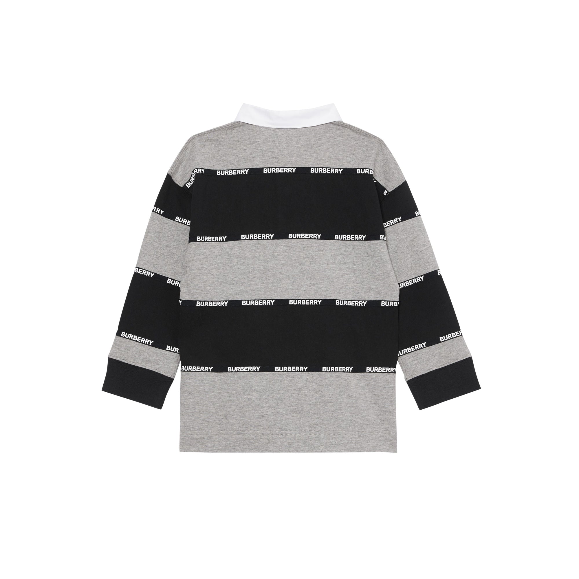 GREY MELANGE Polo à manches longues en coton rayé avec bandes à logo