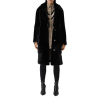 BLACK Manteau ajusté en shearling avec cuir d'agneau