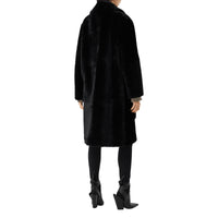 BLACK Manteau ajusté en shearling avec cuir d'agneau