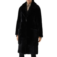 BLACK Manteau ajusté en shearling avec cuir d'agneau