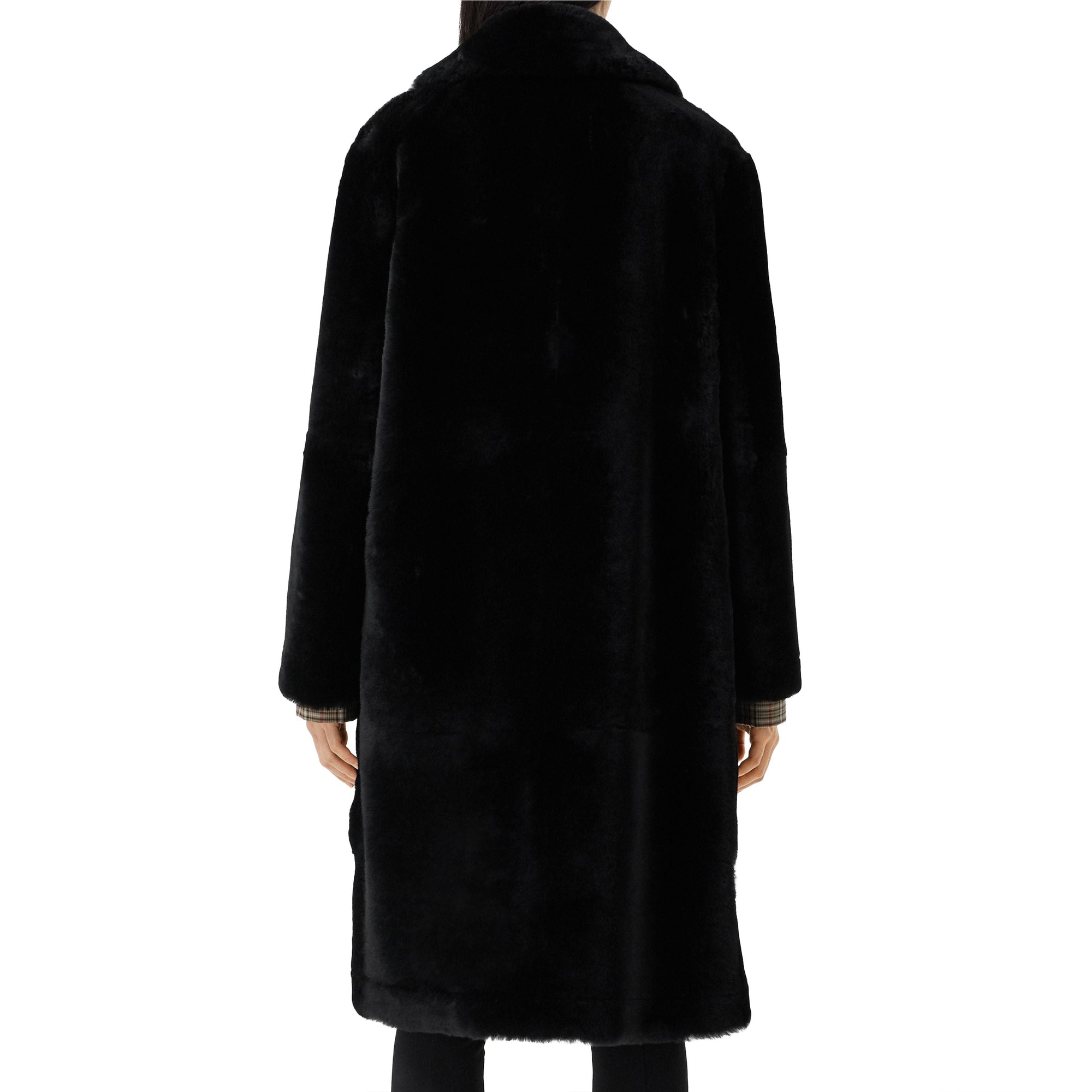 BLACK Manteau ajusté en shearling avec cuir d'agneau