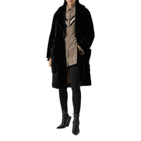 BLACK Manteau ajusté en shearling avec cuir d'agneau