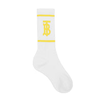 Chaussettes en intarsia monogram - Blanc & jaune