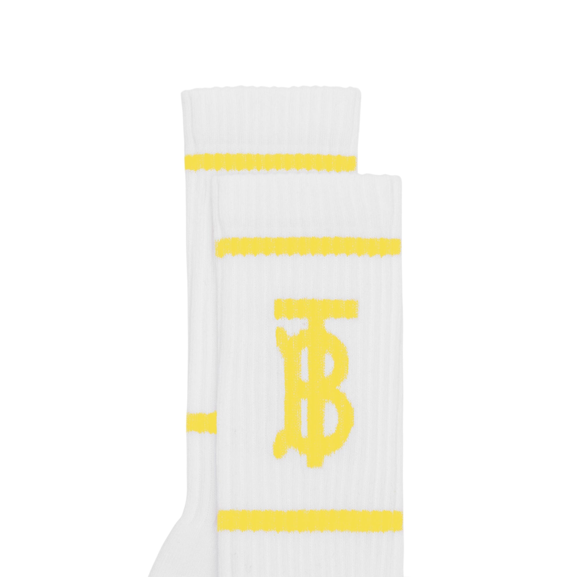 Chaussettes en intarsia monogram - Blanc & jaune